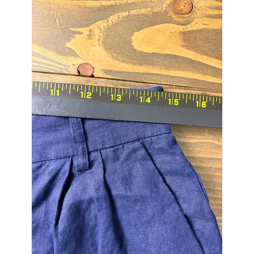 Quince Pleated Trouser Women 8 Deep Navy 100% European Linen Wide Leg Pants